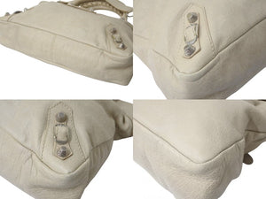 美品 BALENCIAGA バレンシアガ ワンショルダーバッグ ハンドバッグ 240578 ザ ジャイアント タウン ベージュ レザー 中古 4b000277