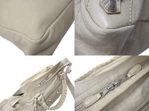 美品 BALENCIAGA バレンシアガ ワンショルダーバッグ ハンドバッグ 240578 ザ ジャイアント タウン ベージュ レザー 中古 4b000277