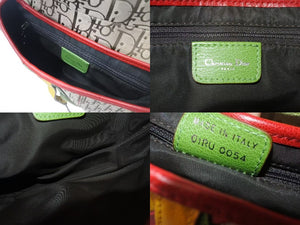 極美品 Christian Dior クリスチャンディオール サドルバッグ ハンドバッグ ラスタカラー シルバー 04年 中古 4b000280