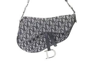 極美品 Christian Dior クリスチャンディオール トロッター サドルバッグ ブラック ガリアーノ期 シルバー金具 ワンショルダー ロゴ 中古 4b000281