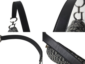 極美品 Christian Dior クリスチャンディオール トロッター サドルバッグ ブラック ガリアーノ期 シルバー金具 ワンショルダー ロゴ 中古 4b000281