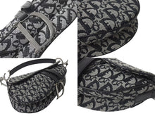 Load image into Gallery viewer, 極美品 Christian Dior クリスチャンディオール トロッター サドルバッグ ブラック ガリアーノ期 シルバー金具 ワンショルダー ロゴ 中古 4b000281
