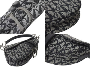極美品 Christian Dior クリスチャンディオール トロッター サドルバッグ ブラック ガリアーノ期 シルバー金具 ワンショルダー ロゴ 中古 4b000281