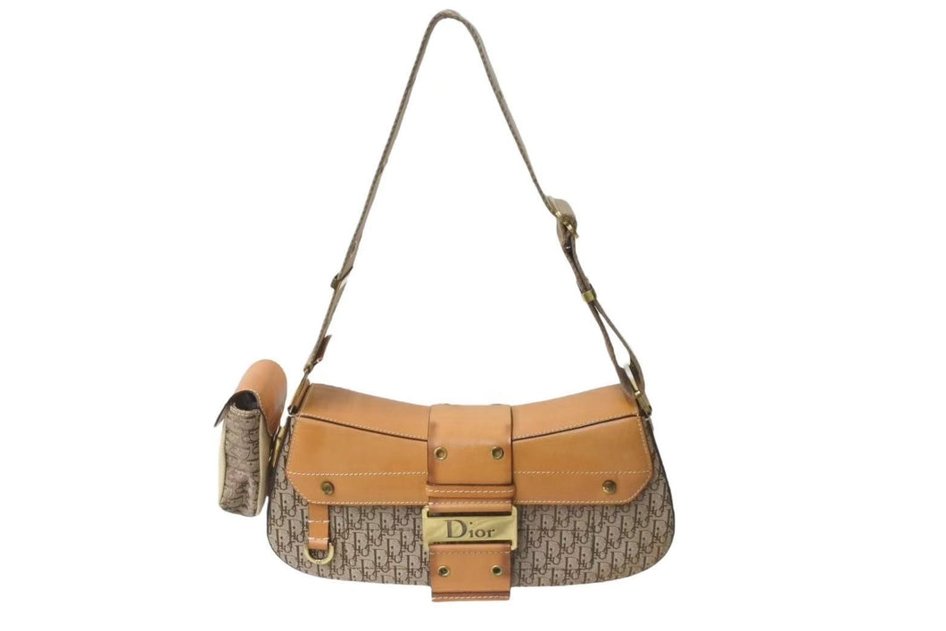 Christian Dior クリスチャンディオール トロッター ストリートシック ショルダーバッグ ブラウン キャンバス 良品 中古 4b000282