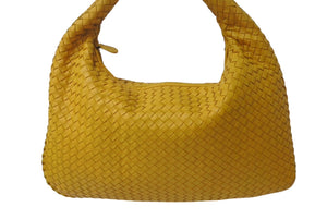 BOTTEGA VENETA ボッテガ ヴェネタ イントレチャート ホーボーバッグ ワンショルダーバッグ レザー イエロー 美品 中古 4b000283