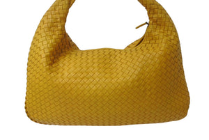 BOTTEGA VENETA ボッテガ ヴェネタ イントレチャート ホーボーバッグ ワンショルダーバッグ レザー イエロー 美品 中古 4b000283