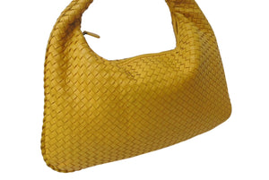 BOTTEGA VENETA ボッテガ ヴェネタ イントレチャート ホーボーバッグ ワンショルダーバッグ レザー イエロー 美品 中古 4b000283