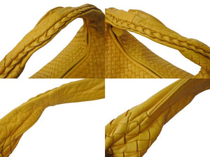 BOTTEGA VENETA ボッテガ ヴェネタ イントレチャート ホーボーバッグ ワンショルダーバッグ レザー イエロー 美品 中古 4b000283