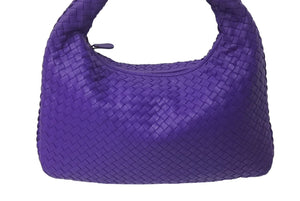 BOTTEGA VENETA ボッテガヴェネタ イントレチャート ホーボー ワンショルダーバッグ ミデュアム パープル B012867351 美品 中古 4b000284