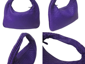 BOTTEGA VENETA ボッテガヴェネタ イントレチャート ホーボー ワンショルダーバッグ ミデュアム パープル B012867351 美品 中古 4b000284