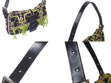 画像をギャラリービューアに読み込む, FENDI フェンディ ビーズ刺繍 マンマバケット ハンドバッグ ブラック マルチカラー キャンバス ビーズ レザー ワンショルダー 26424 美品 中古 4b000285