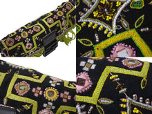 画像をギャラリービューアに読み込む, FENDI フェンディ ビーズ刺繍 マンマバケット ハンドバッグ ブラック マルチカラー キャンバス ビーズ レザー ワンショルダー 26424 美品 中古 4b000285
