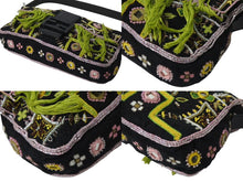 画像をギャラリービューアに読み込む, FENDI フェンディ ビーズ刺繍 マンマバケット ハンドバッグ ブラック マルチカラー キャンバス ビーズ レザー ワンショルダー 26424 美品 中古 4b000285
