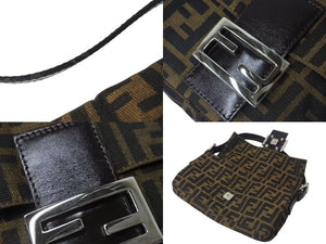 FENDI フェンディ マンマバケット ワンショルダーバッグ 26424 ズッカ柄 ブラウン シルバー金具 美品 中古 4b000286