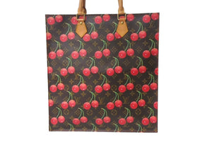 極美品 LOUIS VUITTON ルイヴィトン モノグラム チェリー サックプラ トートバッグ ブラウン M95010 村上隆 2005年春夏 中古 4b000288
