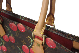 極美品 LOUIS VUITTON ルイヴィトン モノグラム チェリー サックプラ トートバッグ ブラウン M95010 村上隆 2005年春夏 中古 4b000288