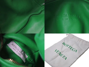 極美品 BOTTEGAVENETA ボッテガヴェネタ ミニ ジョディ ハンドバッグ パラキート グリーン ラムレザー カーフレザー 中古 4b000295