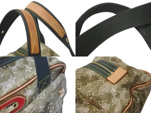 LOUIS VUITTON ルイヴィトン モノグラム ジャスミン 村上隆 ハンドバッグ デニム FL2018 M95772 カーキ 美品 中古 4b000300