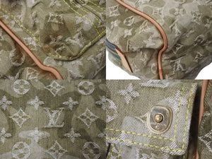 LOUIS VUITTON ルイヴィトン モノグラム ジャスミン 村上隆 ハンドバッグ デニム FL2018 M95772 カーキ 美品 中古 4b000300