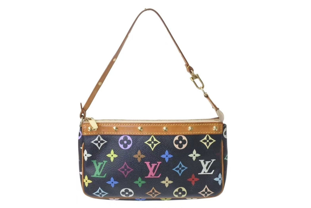 LOUIS VUITTON ルイヴィトン ポシェットアクセソワール アクセサリーポーチ M92648 モノグラム マルチカラー ブラック 美品 中古 4b000301