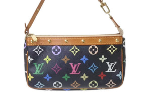 LOUIS VUITTON ルイヴィトン ポシェットアクセソワール アクセサリーポーチ M92648 モノグラム マルチカラー ブラック 美品 中古 4b000301