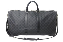 Load image into Gallery viewer, 極美品 LOUISVUITTON ルイヴィトン キーポルバンドリエール55 ボストンバッグ N41413 ダミエグラフィット キャンバス ブラック 中古 4b000307