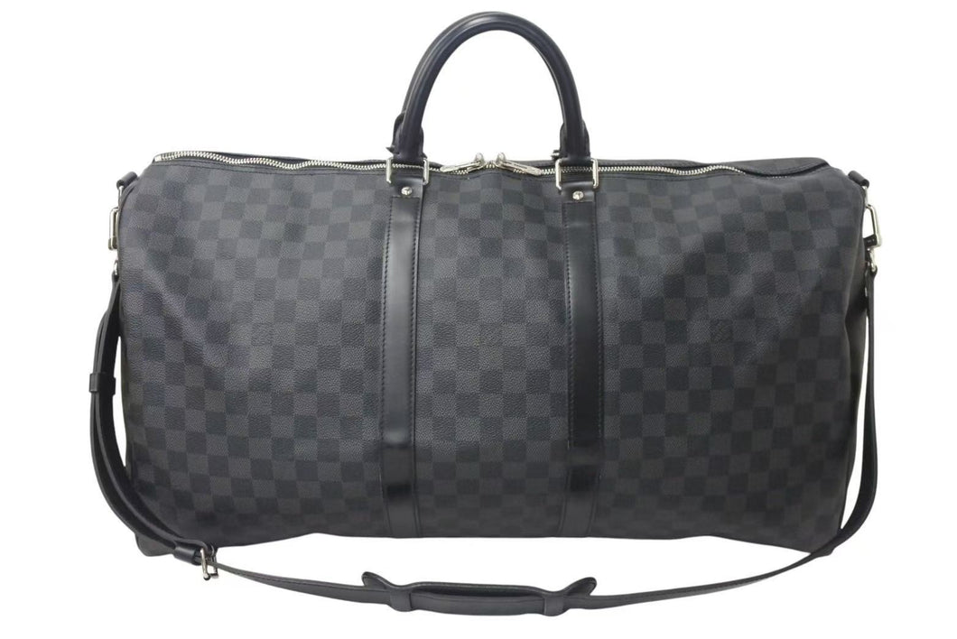 極美品 LOUISVUITTON ルイヴィトン キーポルバンドリエール55 ボストンバッグ N41413 ダミエグラフィット キャンバス ブラック 中古 4b000307