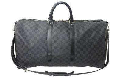 極美品 LOUISVUITTON ルイヴィトン キーポルバンドリエール55 ボストンバッグ N41413 ダミエグラフィット キャンバス ブラック 中古 4b000307