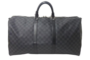 極美品 LOUISVUITTON ルイヴィトン キーポルバンドリエール55 ボストンバッグ N41413 ダミエグラフィット キャンバス ブラック 中古 4b000307