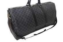 Load image into Gallery viewer, 極美品 LOUISVUITTON ルイヴィトン キーポルバンドリエール55 ボストンバッグ N41413 ダミエグラフィット キャンバス ブラック 中古 4b000307