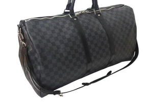極美品 LOUISVUITTON ルイヴィトン キーポルバンドリエール55 ボストンバッグ N41413 ダミエグラフィット キャンバス ブラック 中古 4b000307