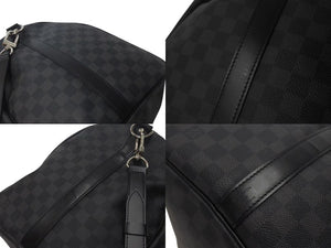 極美品 LOUISVUITTON ルイヴィトン キーポルバンドリエール55 ボストンバッグ N41413 ダミエグラフィット キャンバス ブラック 中古 4b000307
