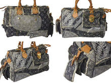 Load image into Gallery viewer, LOUIS VUITTON ルイヴィトン スピーディ30 ボストンバッグ パッチワーク M95381 モノグラムデニム ブラック 美品 中古 4b000308