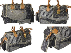 LOUIS VUITTON ルイヴィトン スピーディ30 ボストンバッグ パッチワーク M95381 モノグラムデニム ブラック 美品 中古 4b000308