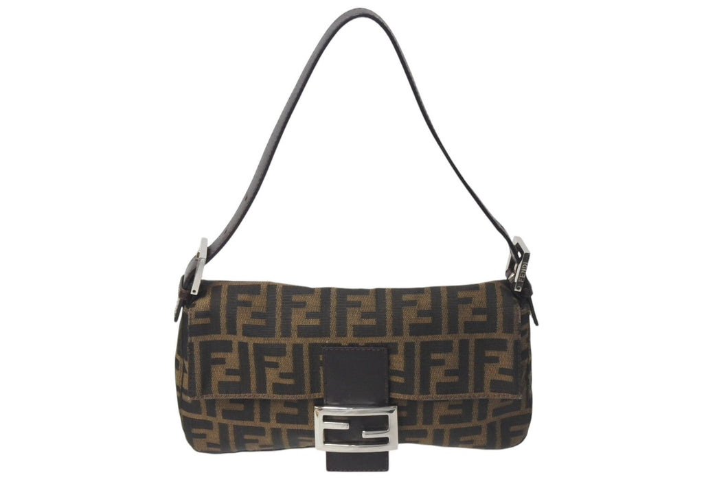 FENDI フェンディ マンマバケット ワンショルダーバッグ 26424 ズッカ柄 ブラウン シルバー金具 美品 中古 4b000309