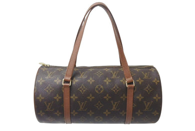 LOUIS VUITTON ルイヴィトン モノグラム パピヨン30 ハンドバッグ M51385 筒型 ロゴ 鞄 ゴールド金具 ブラウン 美品 中古 4b000310
