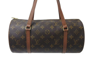 LOUIS VUITTON ルイヴィトン モノグラム パピヨン30 ハンドバッグ M51385 筒型 ロゴ 鞄 ゴールド金具 ブラウン 美品 中古 4b000310