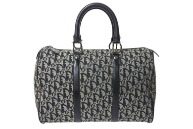 Christian Dior クリスチャンディオール トロッター 35cm ボストンバッグ BO A 0043 ブラック シルバー金具 美品 中古 4b000311