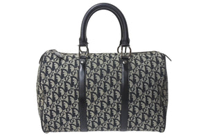 Christian Dior クリスチャンディオール トロッター 35cm ボストンバッグ BO A 0043 ブラック シルバー金具 美品 中古 4b000311
