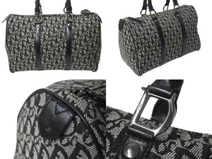 Christian Dior クリスチャンディオール トロッター 35cm ボストンバッグ BO A 0043 ブラック シルバー金具 美品 中古 4b000311