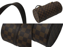 Load image into Gallery viewer, LOUIS VUITTON ルイヴィトン ダミエ エベヌ パピヨンPM ハンドバッグ N51304 筒型 ドラム型 ブラウン ゴールド金具 美品 中古 4b000312