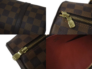 LOUIS VUITTON ルイヴィトン ダミエ エベヌ パピヨンPM ハンドバッグ N51304 筒型 ドラム型 ブラウン ゴールド金具 美品 中古 4b000312