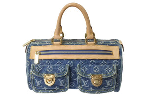 極美品 LOUIS VUITTON ルイヴィトン ネオスピーディ ハンドバッグ M95019 モノグラムデニム ゴールド金具 中古 4b000313