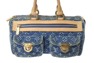 極美品 LOUIS VUITTON ルイヴィトン ネオスピーディ ハンドバッグ M95019 モノグラムデニム ゴールド金具 中古 4b000313