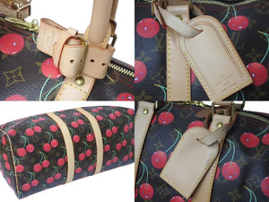 新品同様 LOUIS VUITTON ルイヴィトン キーポル45 ボストンバッグ M95011 モノグラムチェリー 村上隆 PVC レザー 中古 4b000316