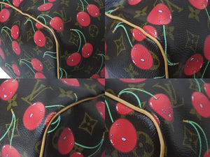 新品同様 LOUIS VUITTON ルイヴィトン キーポル45 ボストンバッグ M95011 モノグラムチェリー 村上隆 PVC レザー 中古 4b000316