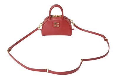 極美品 MIUMIU ミュウミュウ アルカディア 2wayバッグ ハンドバッグ ショルダーバッグ 5BP085 レザー レッド ゴールド金具 中古 4b000317