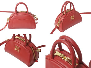 極美品 MIUMIU ミュウミュウ アルカディア 2wayバッグ ハンドバッグ ショルダーバッグ 5BP085 レザー レッド ゴールド金具 中古 4b000317