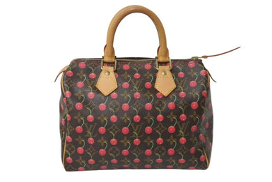 極美品 LOUIS VUITTON ルイヴィトン モノグラムチェリー スピーディ25 ハンドバッグ M95009 村上隆 ブラウン 中古 4b000319