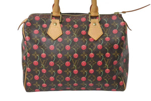 極美品 LOUIS VUITTON ルイヴィトン モノグラムチェリー スピーディ25 ハンドバッグ M95009 村上隆 ブラウン 中古 4b000319